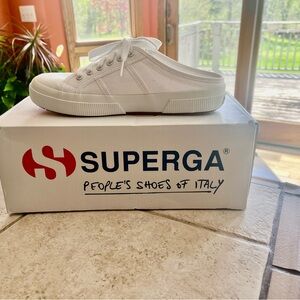 NEW! Superga 2402 White Slip-On Mule Sneakers